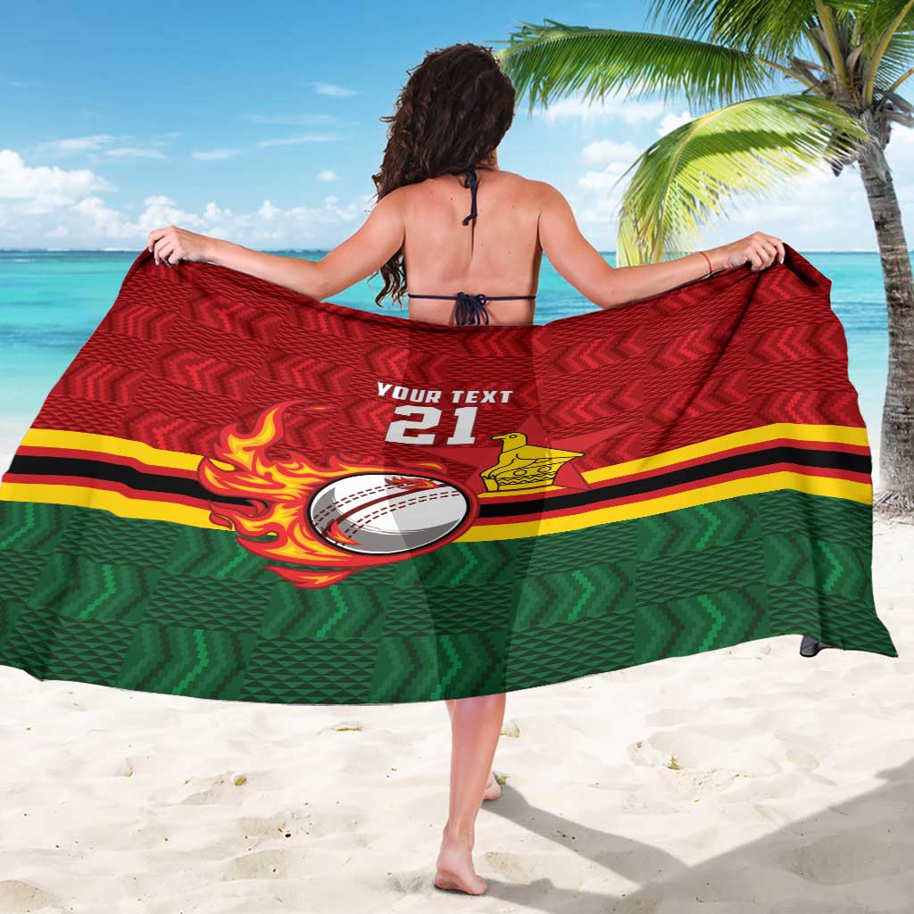 Zimbabwe Cricket Custom Sarong The Chevrons Cricket Ball Fire - Wonder Print Shop
