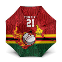 Zimbabwe Cricket Custom Umbrella The Chevrons Cricket Ball Fire - Wonder Print Shop