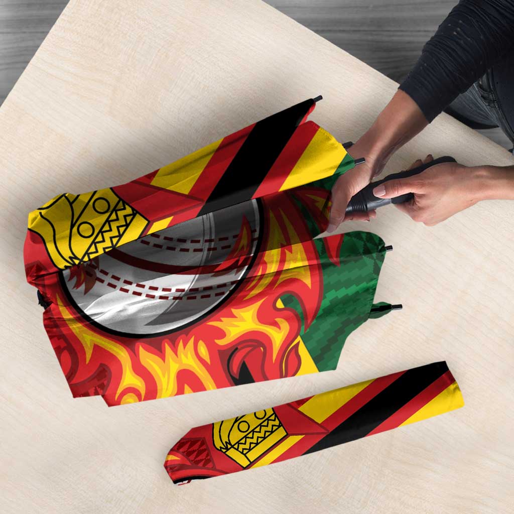 Zimbabwe Cricket Custom Umbrella The Chevrons Cricket Ball Fire - Wonder Print Shop