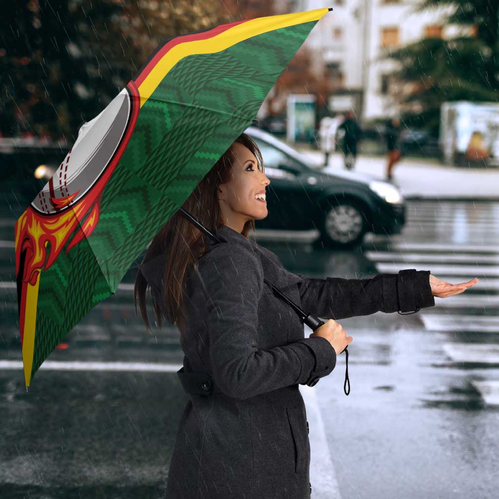 Zimbabwe Cricket Custom Umbrella The Chevrons Cricket Ball Fire - Wonder Print Shop