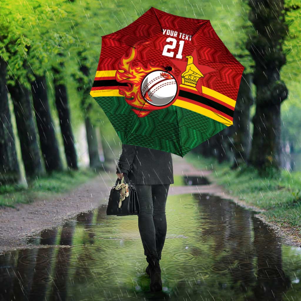 Zimbabwe Cricket Custom Umbrella The Chevrons Cricket Ball Fire - Wonder Print Shop