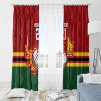 Zimbabwe Cricket Custom Window Curtain The Chevrons Cricket Ball Fire - Wonder Print Shop