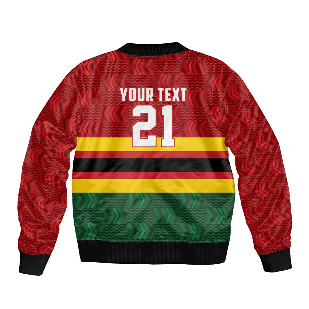 Zimbabwe Cricket Custom Bomber Jacket Zimbabwean Pattern Flag Motif - Wonder Print Shop
