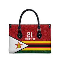 Zimbabwe Cricket Custom Leather Bag Zimbabwean Pattern Flag Motif - Wonder Print Shop