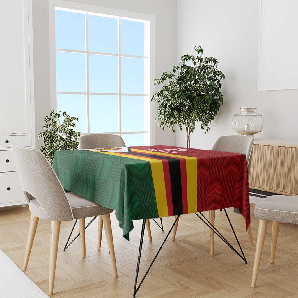 Zimbabwe Cricket Custom Tablecloth Zimbabwean Pattern Flag Motif - Wonder Print Shop