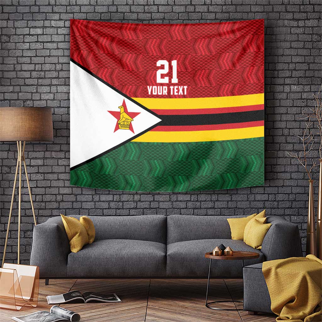 Zimbabwe Cricket Custom Tapestry Zimbabwean Pattern Flag Motif - Wonder Print Shop