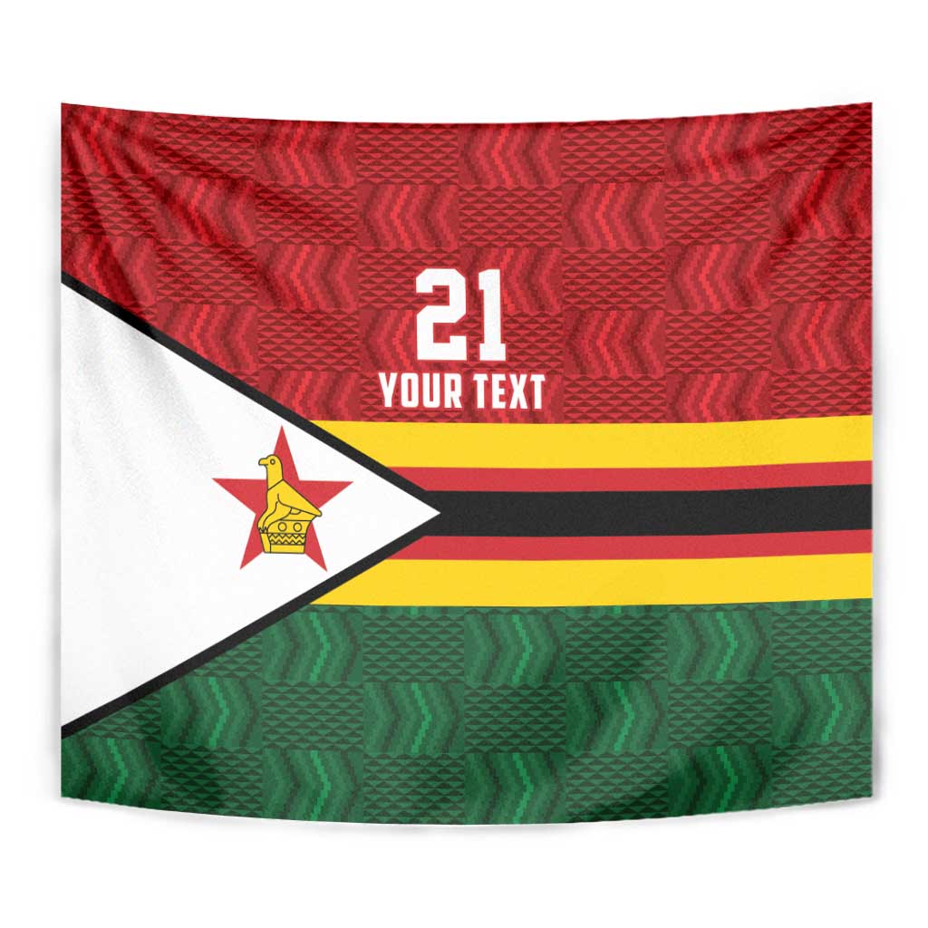 Zimbabwe Cricket Custom Tapestry Zimbabwean Pattern Flag Motif - Wonder Print Shop