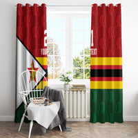 Zimbabwe Cricket Custom Window Curtain Zimbabwean Pattern Flag Motif - Wonder Print Shop