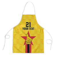 Yellow custom apron front with star bird emblem and 'YOUR TEXT' print