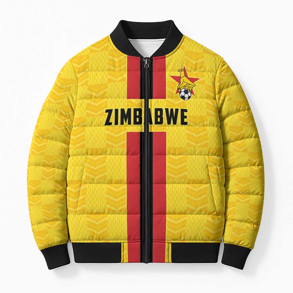 Zimbabwe Football Custom Bomber Puffer Jacket The Warriors with Zimbabwe Bird - Wonder Print Shop