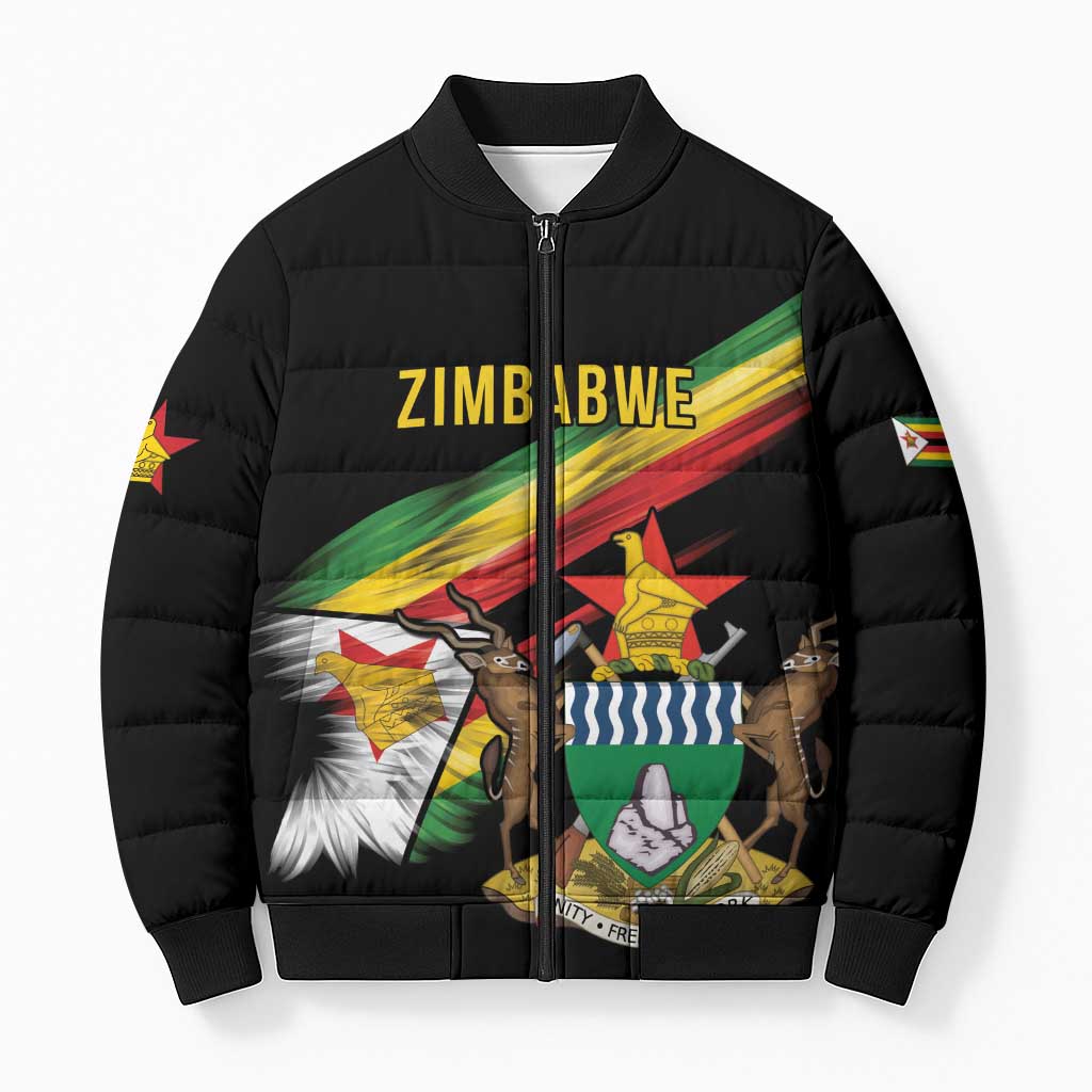 Zimbabwe Wings Flag Bomber Puffer Jacket Proudly Zimbabwean - Wonder Print Shop