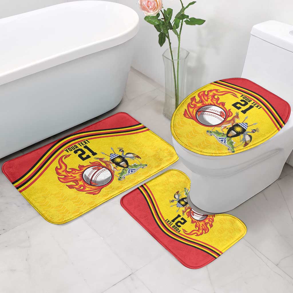 Uganda Cricket Custom Bathroom Set Cranes Cricket Ball Fire - Wonder Print Shop