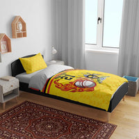 Uganda Cricket Custom Bedding Set Cranes Cricket Ball Fire - Wonder Print Shop