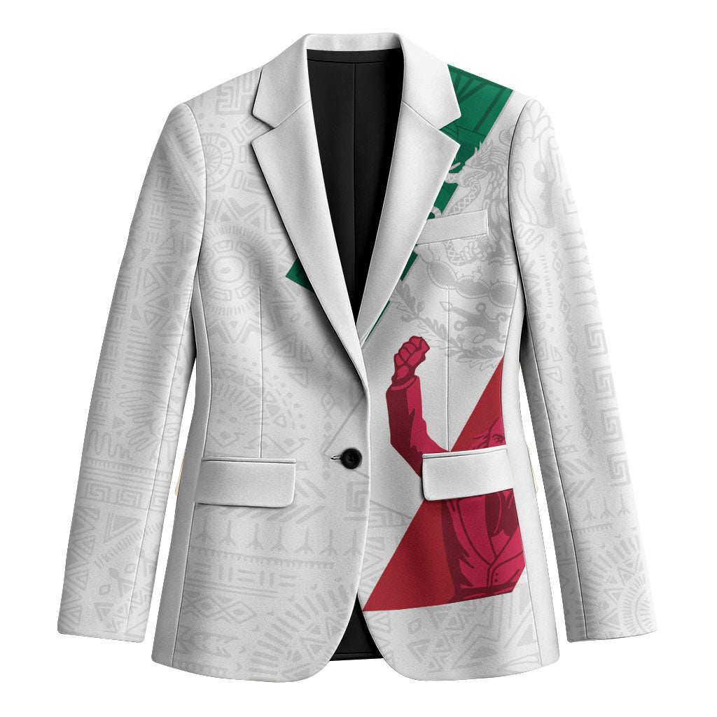 Dia de la Independencia de Mexico Blazer 16 De Septiembre Traditional Aztec Tribal White