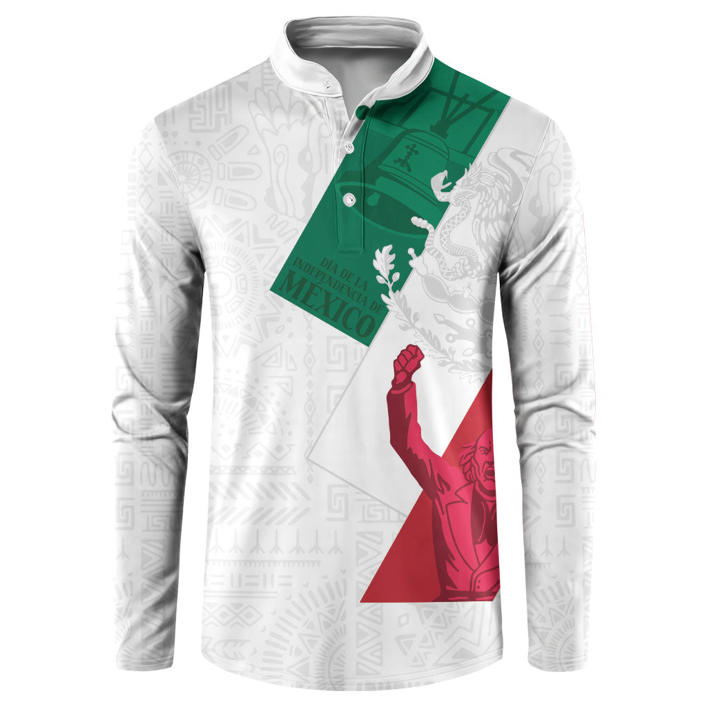 Dia de la Independencia de Mexico Button Sweatshirt 16 De Septiembre Traditional Aztec Tribal White