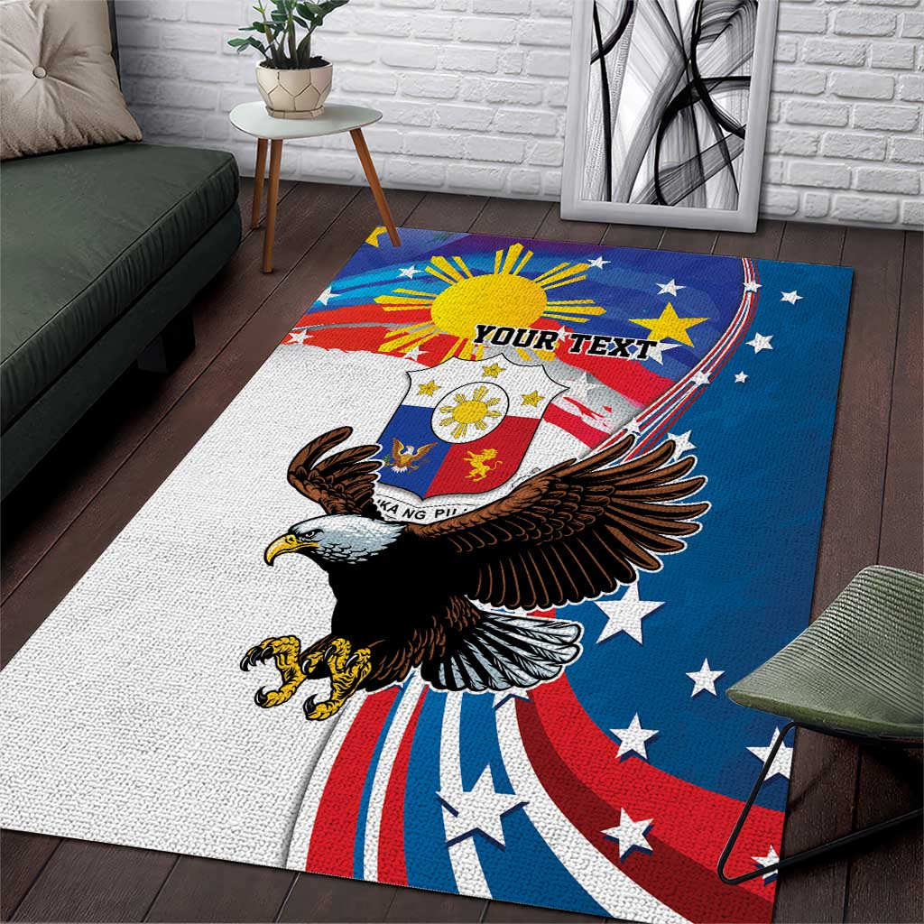 Personalized Filipino-American Area Rug The Eight-Rayed Sun with Bald Eagle LT9 - Wonder Print Shop