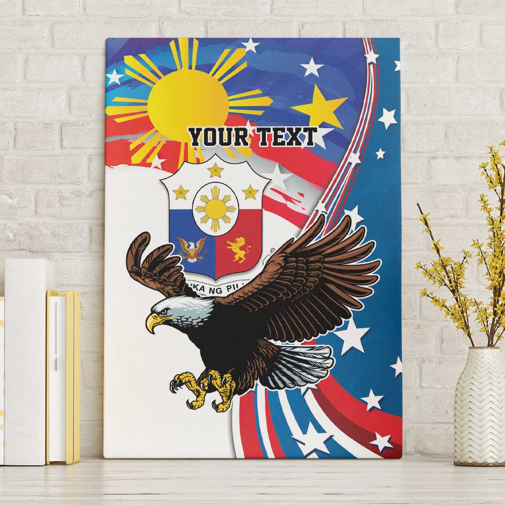 Personalized Filipino-American Canvas Wall Art The Eight-Rayed Sun with Bald Eagle LT9 - Wonder Print Shop