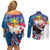 Personalized Filipino-American Couples Matching Off Shoulder Short Dress and Long Sleeve Button Shirt The Eight-Rayed Sun with Bald Eagle LT9 - Wonder Print Shop