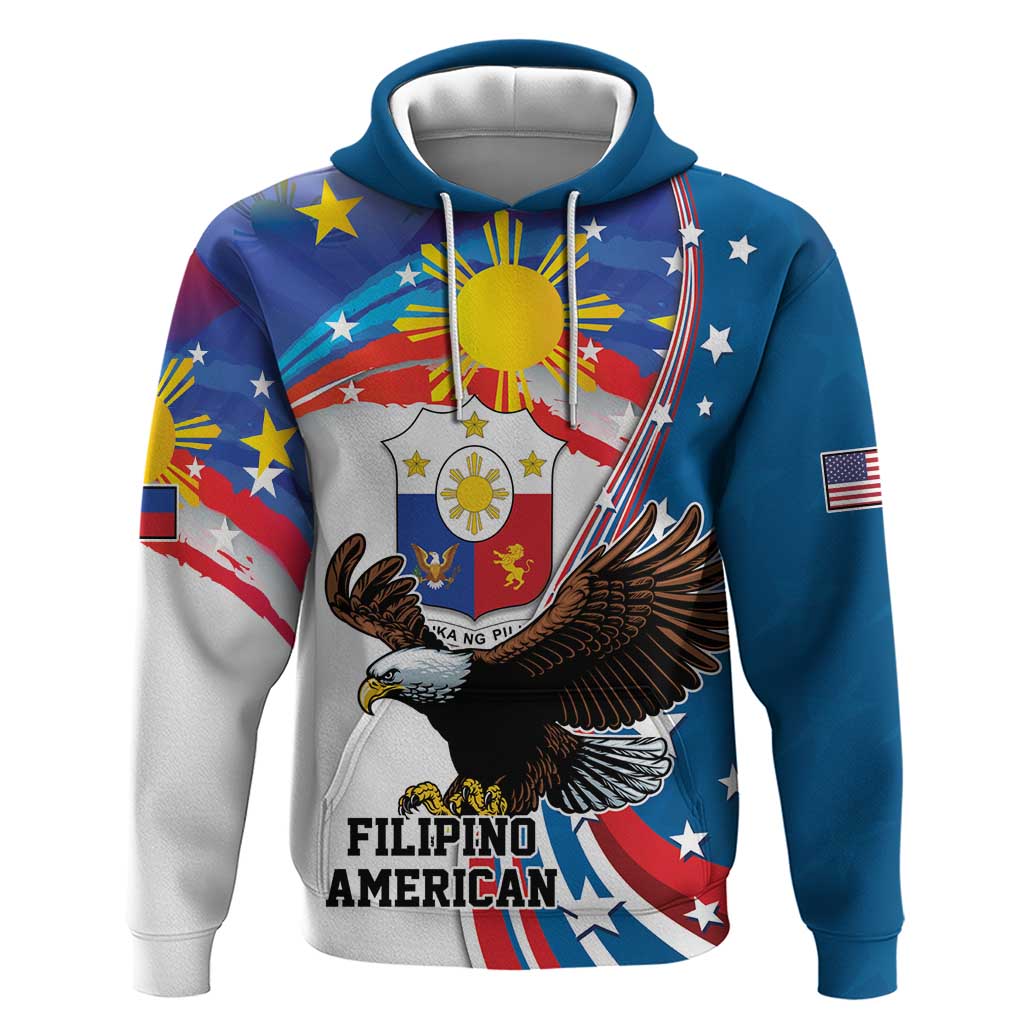 Personalized Filipino-American Hoodie The Eight-Rayed Sun with Bald Eagle - Wonder Print Shop