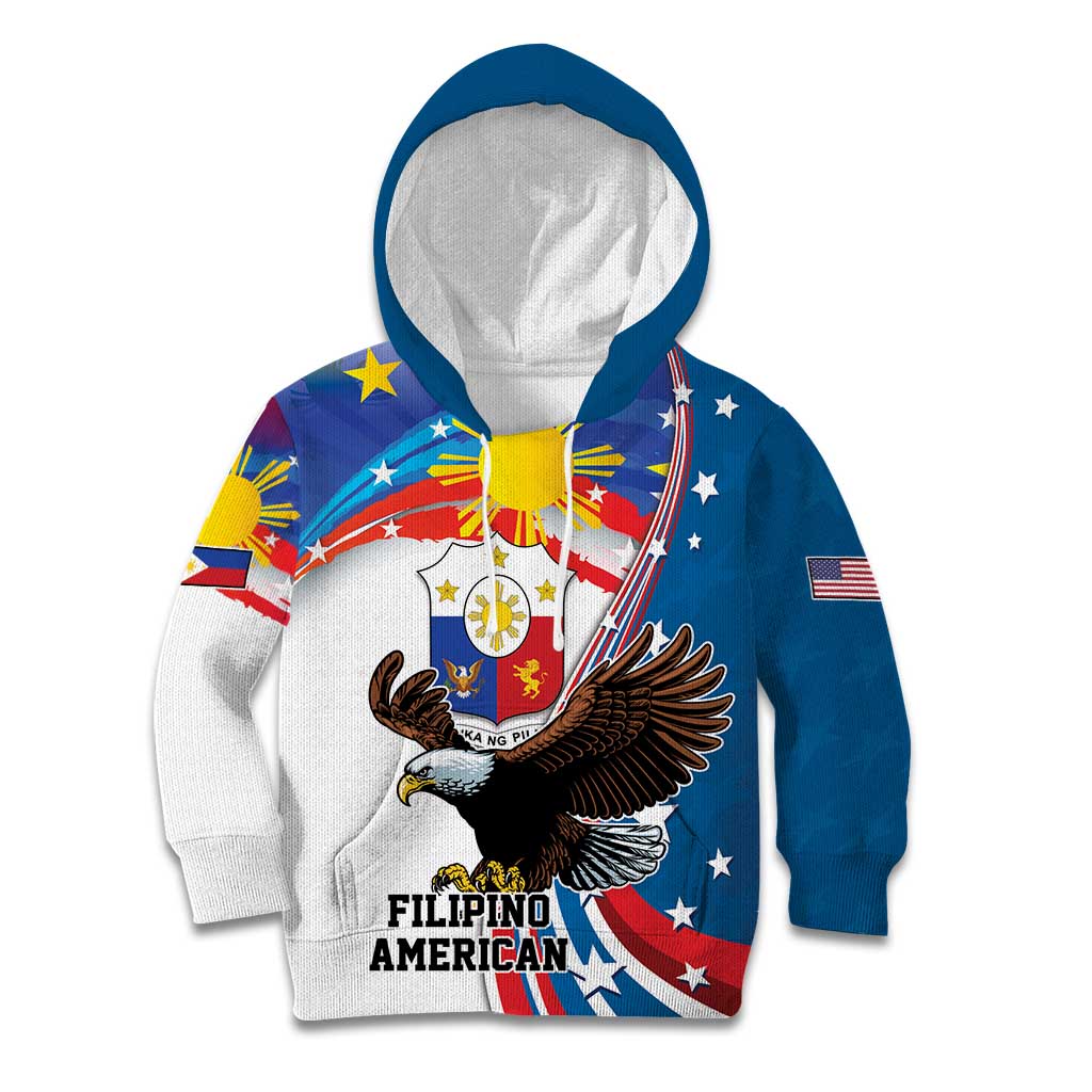 Personalized Filipino-American Kid Hoodie The Eight-Rayed Sun with Bald Eagle - Wonder Print Shop