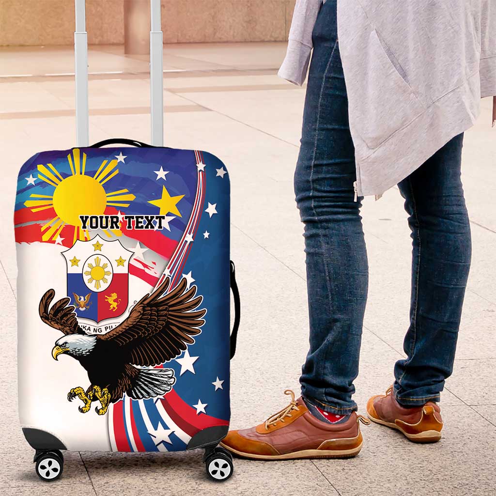 Personalized Filipino-American Luggage Cover The Eight-Rayed Sun with Bald Eagle - Wonder Print Shop