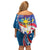 Personalized Filipino-American Off Shoulder Short Dress The Eight-Rayed Sun with Bald Eagle - Wonder Print Shop