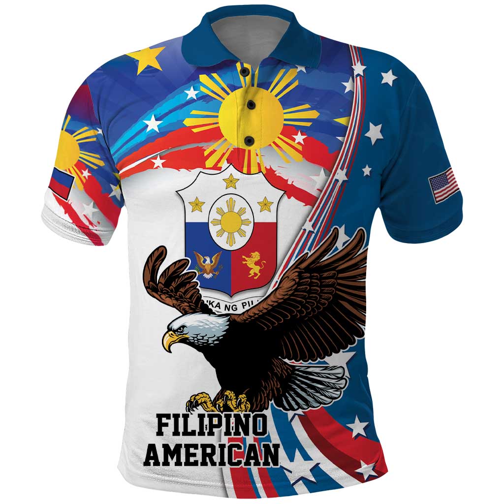 Personalized Filipino-American Polo Shirt The Eight-Rayed Sun with Bald Eagle - Wonder Print Shop