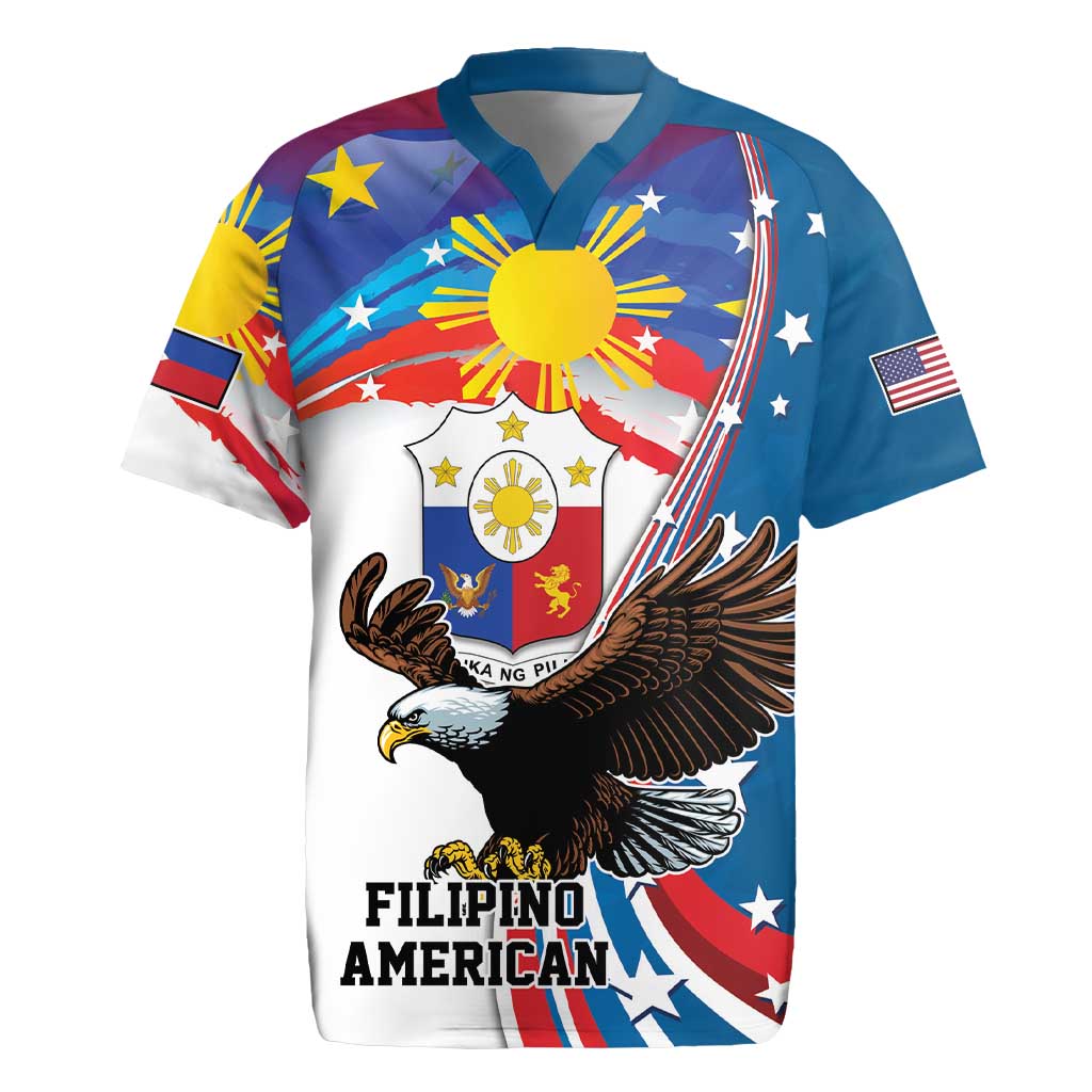 Personalized Filipino-American Rugby Jersey The Eight-Rayed Sun with Bald Eagle