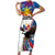 Personalized Filipino-American Short Sleeve Bodycon Dress The Eight-Rayed Sun with Bald Eagle