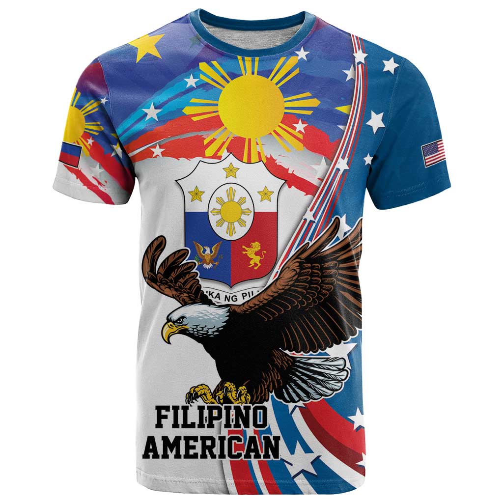 Personalized Filipino-American T Shirt The Eight-Rayed Sun with Bald Eagle