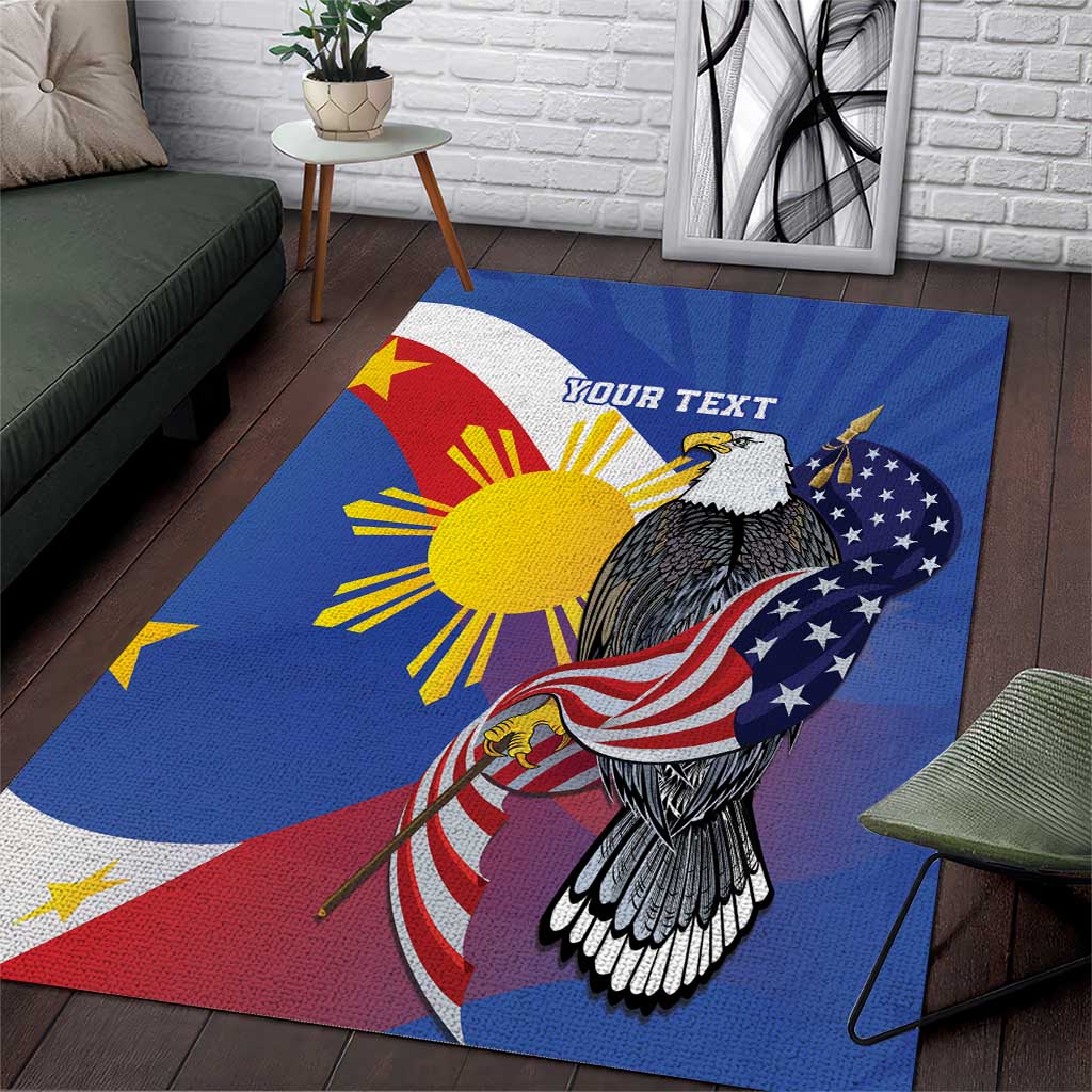 Personalized Filipino-American Area Rug Philippines Coat Of Arms with Bald Eagle LT9 - Wonder Print Shop