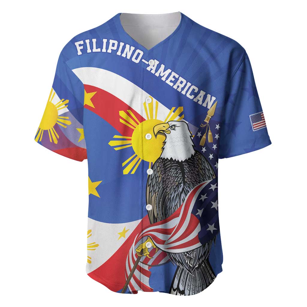 Personalized Filipino-American Baseball Jersey Philippines Coat Of Arms with Bald Eagle LT9 - Wonder Print Shop