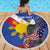 Personalized Filipino-American Beach Blanket Philippines Coat Of Arms with Bald Eagle LT9 - Wonder Print Shop