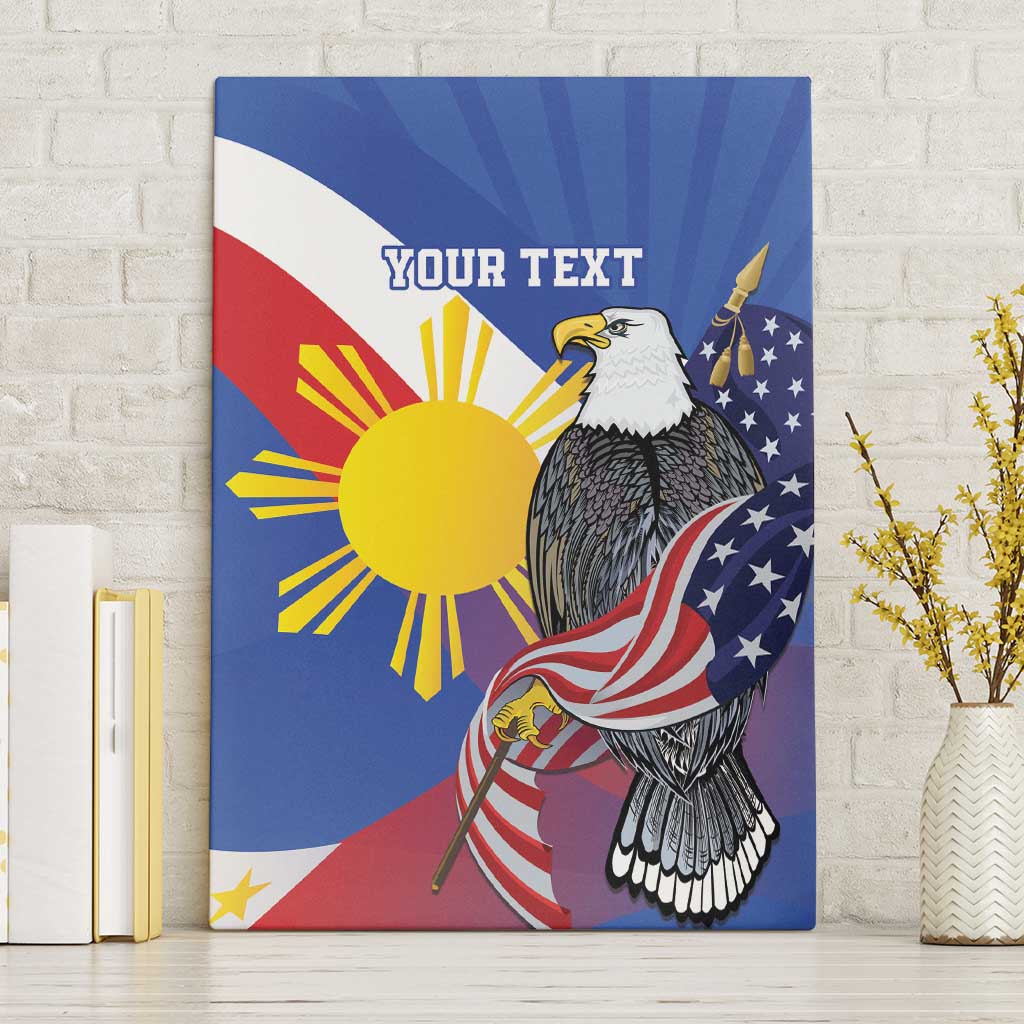 Personalized Filipino-American Canvas Wall Art Philippines Coat Of Arms with Bald Eagle LT9 - Wonder Print Shop