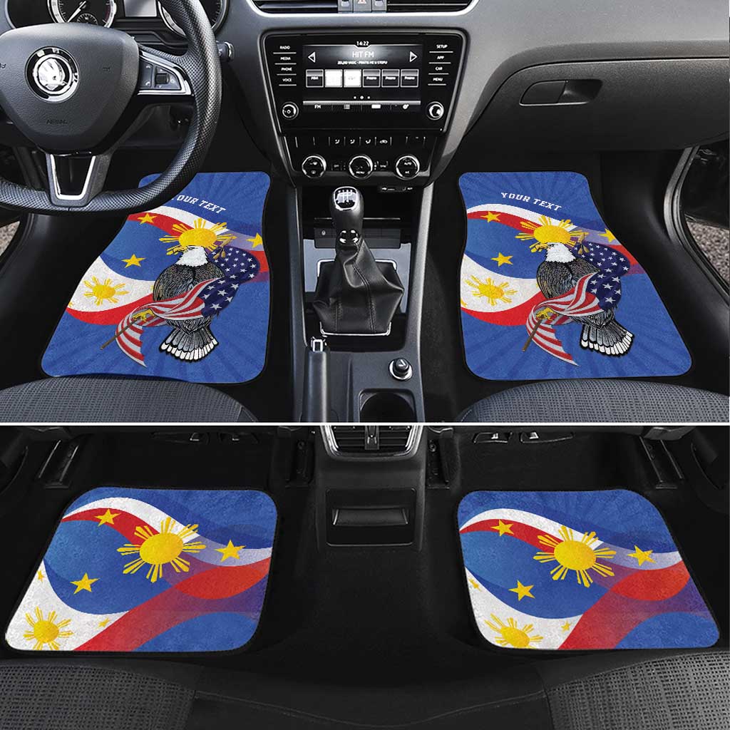 Personalized Filipino-American Car Mats Philippines Coat Of Arms with Bald Eagle LT9 - Wonder Print Shop