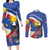 Personalized Filipino-American Couples Matching Long Sleeve Bodycon Dress and Long Sleeve Button Shirt Philippines Coat Of Arms with Bald Eagle LT9 - Wonder Print Shop