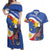 Personalized Filipino-American Couples Matching Off Shoulder Maxi Dress and Hawaiian Shirt Philippines Coat Of Arms with Bald Eagle LT9 - Wonder Print Shop