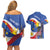 Personalized Filipino-American Couples Matching Off Shoulder Short Dress and Hawaiian Shirt Philippines Coat Of Arms with Bald Eagle LT9 - Wonder Print Shop