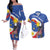 Personalized Filipino-American Couples Matching Off The Shoulder Long Sleeve Dress and Hawaiian Shirt Philippines Coat Of Arms with Bald Eagle LT9 - Wonder Print Shop