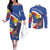 Personalized Filipino-American Couples Matching Off The Shoulder Long Sleeve Dress and Long Sleeve Button Shirt Philippines Coat Of Arms with Bald Eagle