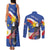 Personalized Filipino-American Couples Matching Tank Maxi Dress and Long Sleeve Button Shirt Philippines Coat Of Arms with Bald Eagle LT9 - Wonder Print Shop