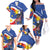 Personalized Filipino-American Family Matching Off The Shoulder Long Sleeve Dress and Hawaiian Shirt Philippines Coat Of Arms with Bald Eagle - Wonder Print Shop