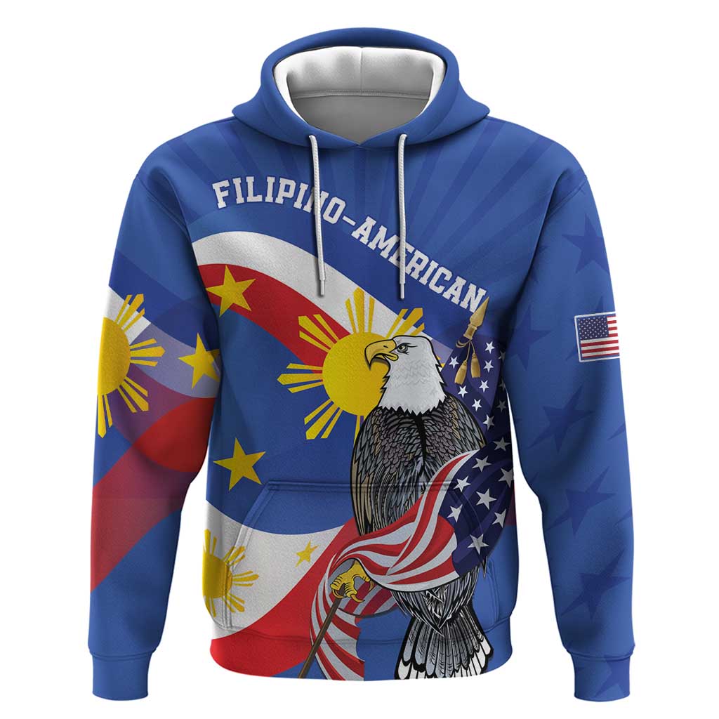 Personalized Filipino-American Hoodie Philippines Coat Of Arms with Bald Eagle - Wonder Print Shop