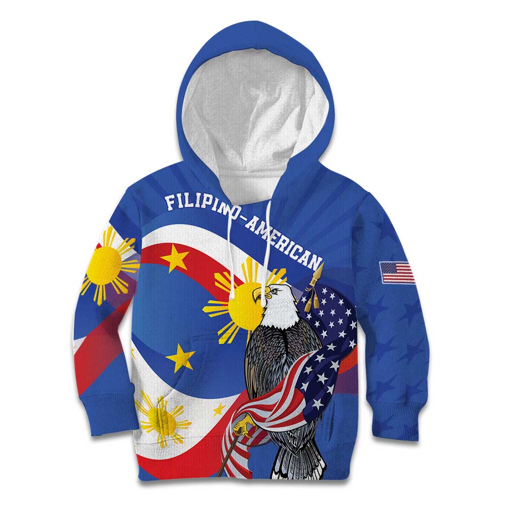 Personalized Filipino-American Kid Hoodie Philippines Coat Of Arms with Bald Eagle - Wonder Print Shop