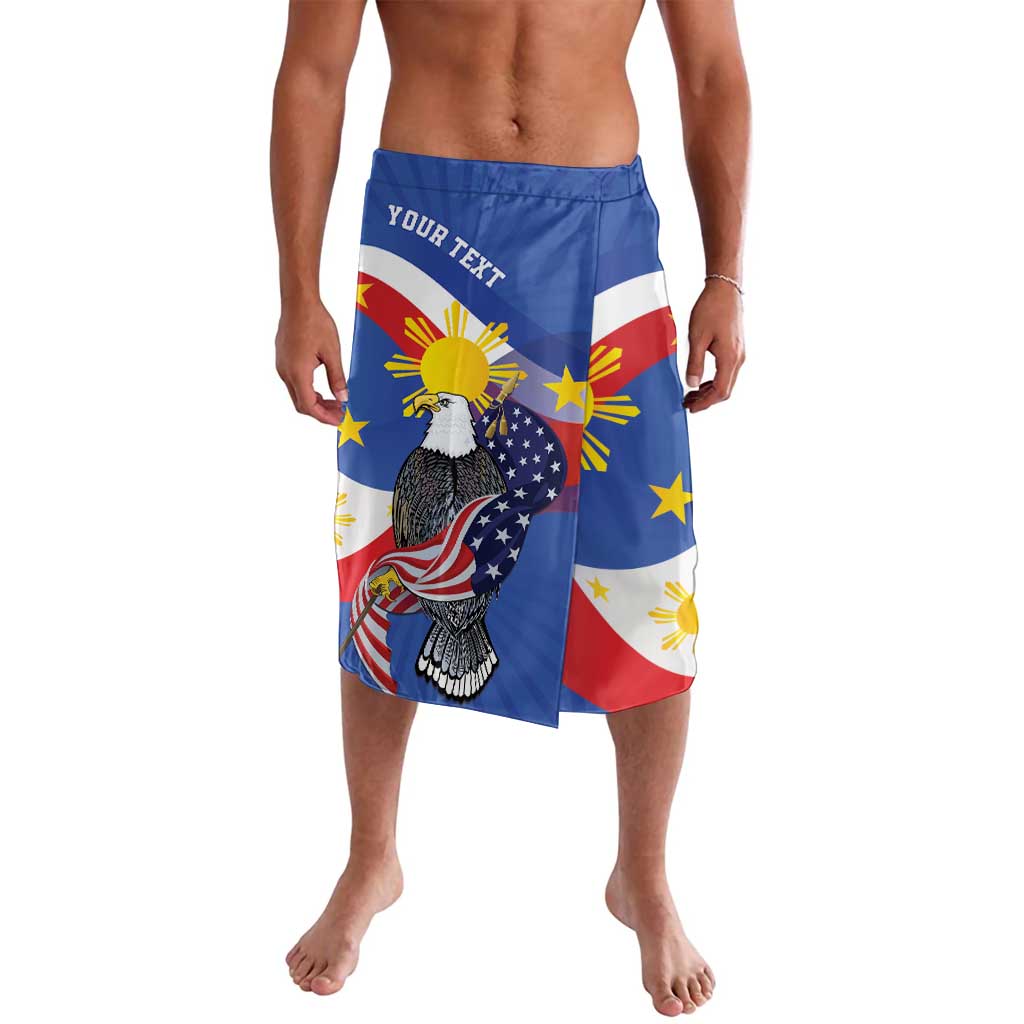 Personalized Filipino-American Lavalava Philippines Coat Of Arms with Bald Eagle - Wonder Print Shop