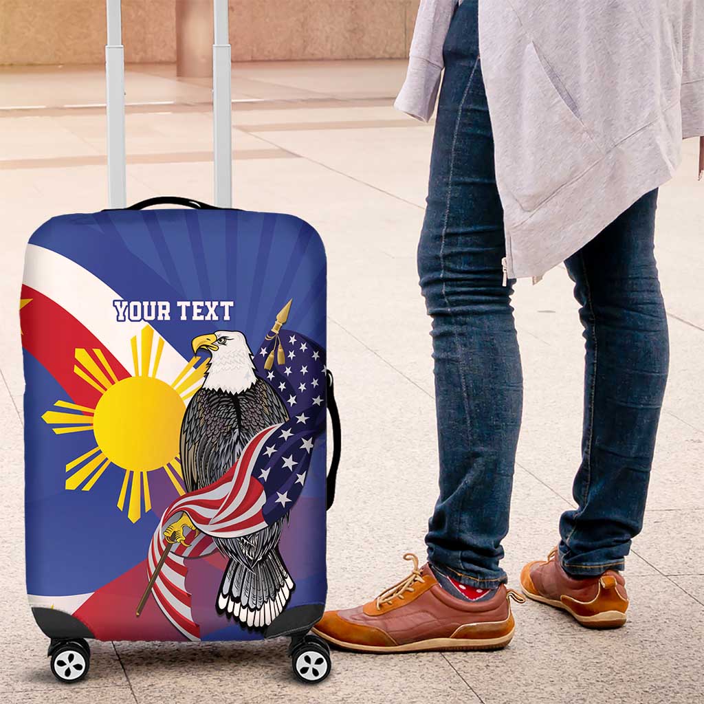 Personalized Filipino-American Luggage Cover Philippines Coat Of Arms with Bald Eagle - Wonder Print Shop