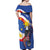 Personalized Filipino-American Off Shoulder Maxi Dress Philippines Coat Of Arms with Bald Eagle - Wonder Print Shop