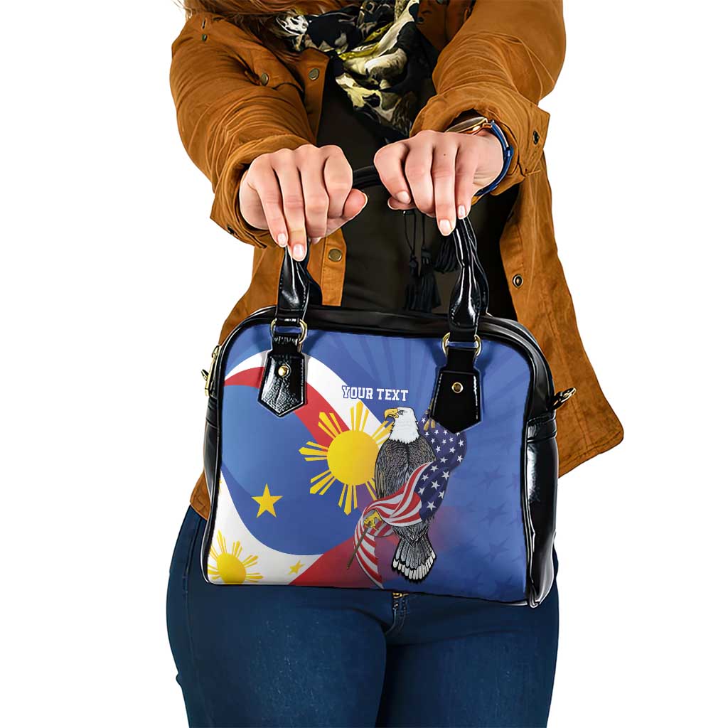 Personalized Filipino-American Shoulder Handbag Philippines Coat Of Arms with Bald Eagle