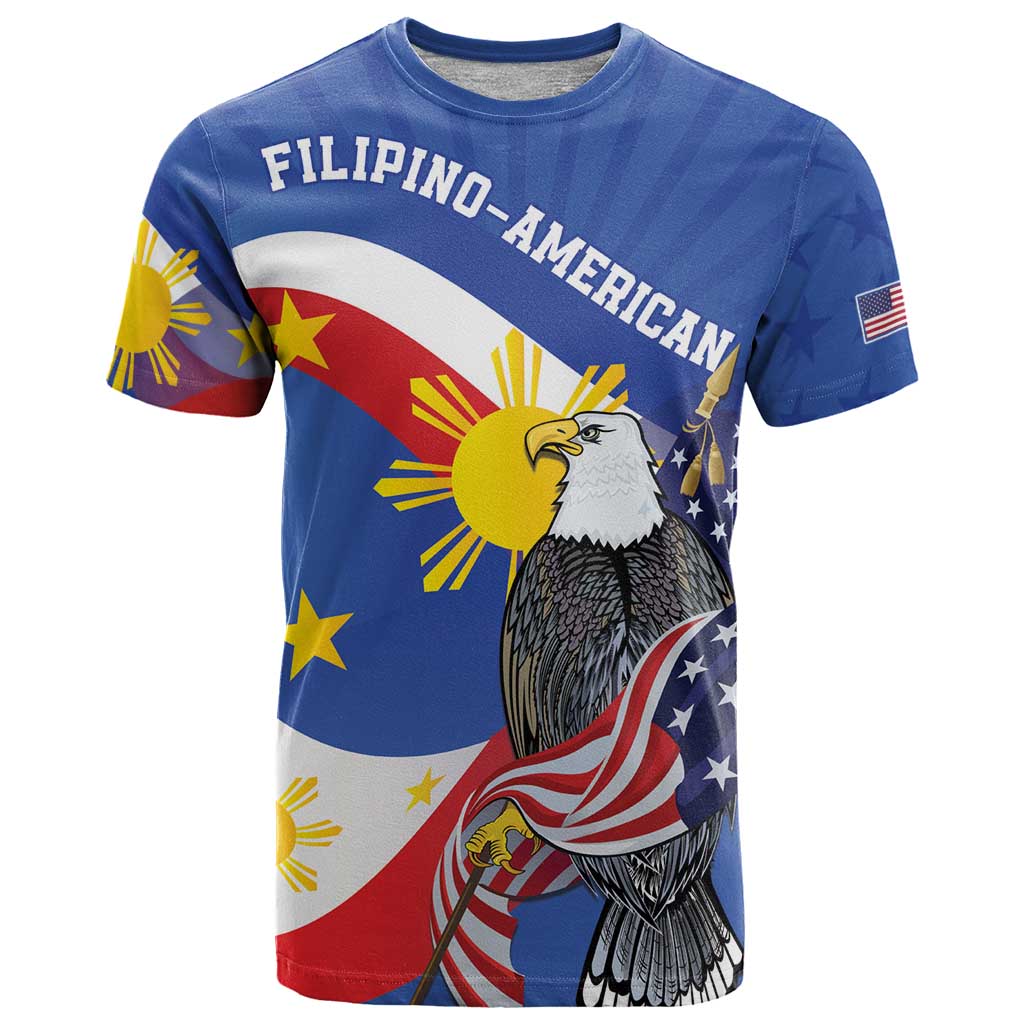 Personalized Filipino-American T Shirt Philippines Coat Of Arms with Bald Eagle