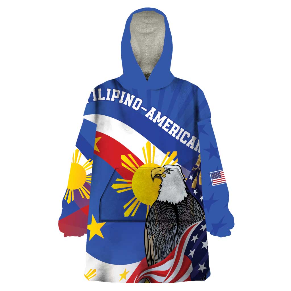 Personalized Filipino-American Wearable Blanket Hoodie Philippines Coat Of Arms with Bald Eagle